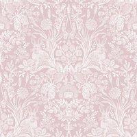 Holden Dcor Harlen Woodland Damask Wallpaper in Pink