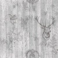 Holden Dcor Stag Wallpaper in Light Grey