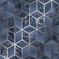 Muriva Elixir Marble Wallpaper in Navy