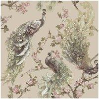 Holden Dcor Menali Peacock Textured Wallpaper in Beige