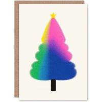 Wee Blue Coo Tree Colourful Gradient Colour Modern Xmas Art Blank Christmas Card