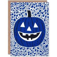 Wee Blue Coo Arty Pumpkin Blue Fun Trick or Treat Scary Haunted Halloween Card