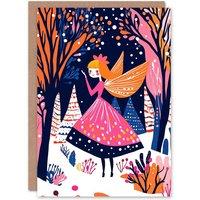 Wee Blue Coo Winter Wonderland Fairy Princess Vibrant Folk Art Xmas Christmas Card