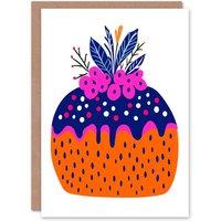 Wee Blue Coo Cake Pudding Orange Pink Blue Vibrant Pop Art Xmas Christmas Card
