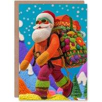 Wee Blue Coo Colourful Crochet Amigurumi Style Santa Claus Xmas Christmas Card