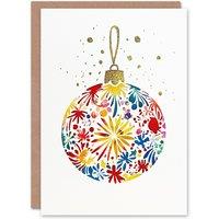 Wee Blue Coo Colourful Pattern Bauble Ornament Bright Bold Xmas Christmas Card