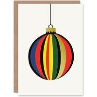 Wee Blue Coo Single Bauble Ornament With Colourful Stripes Xmas Christmas Card