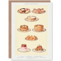 Artery8 Mrs Beeton Household Management Art Card Sweets & Gateaux in Yellow