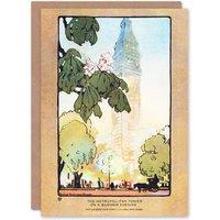 Artery8 Rachael R Elmer Art Card Metropolitan Tower Vintage Postcard in Orange
