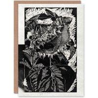 Artery8 Reijer Stolk Art Card Sunflower Abstract Black White Flower