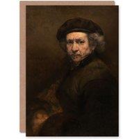 Artery8 Rembrandt van Rijn Art Card Self Portrait Oil Painting in Brown