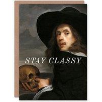 Wee Blue Coo Birthday Card Stay Classy Finger In Skull Nose Immature Funny