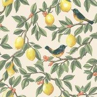 Holden Dcor Lemon Leaf Textured Wallpaper in Cream
