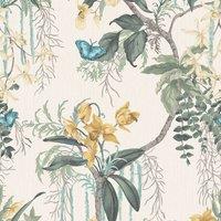 Belgravia Suki Floral Textured Wallpaper in Green
