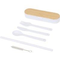 Floso Bamboo Lid Plain Cutlery Set in White