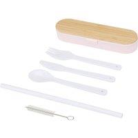 Floso Bamboo Lid Plain Cutlery Set in Light Pink