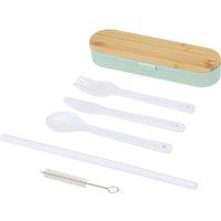 Floso Bamboo Lid Plain Cutlery Set in Green