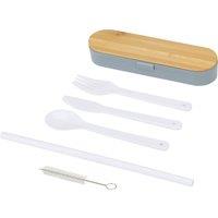 Floso Bamboo Lid Plain Cutlery Set in Grey