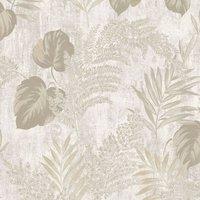 Muriva Phelan Leaf Vinyl Textured Wallpaper in Beige