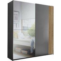 Cheshire Premium Nova Sliding 2 Door Mirrored Wardrobe in Light Oak & Dark Grey
