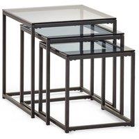 Cheshire Stirling Nest Of 3 Tables in Smoked Glass & Black