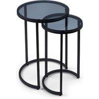 Cheshire Stirling Round Nesting Side Tables in Smoked Glass & Black