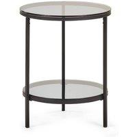 Cheshire Stirling Circular Lamp Table With Shelf in Smoked Glass & Black