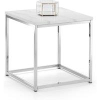 Cheshire Valenza White Marble Top Lamp Table in White Marble & Chrome