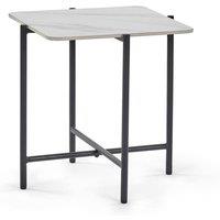 Cheshire Lucerne White Marbled Sintered Stone Square Lamp Table in White Marble