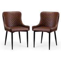 Cheshire Cromwell Premium Brown Faux Leather Dining Chairs - Set of 2