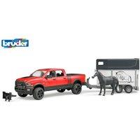 Bruder 1:16 RAM 2500 Power Wagon with horse trailer & 1 horse in Red | Size: 1 Pack