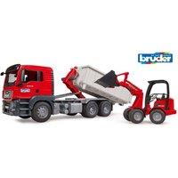 Bruder 1:16 MAN TGS Truck with Roll-Off-Container + Schffer Compact loa in Red | Size: 1 Pack