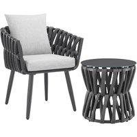 tectake Lugano Set In Rope Design, Aluminum Frame, Screw-On Legs in Dark Grey | Size: 1 Seater