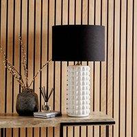 Ruma Bobbled Ceramic Tall Table Lamp With Drum Shade in White