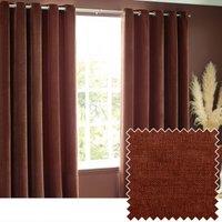 Yard Heavy Chenille Velvet Room Darkening Eyelet Curtain Pair in Light Brown | Size: 117 cm width x 137 cm drop