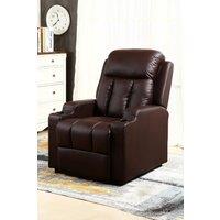 More4Homes Studio Leather Recliner With Drink Holders Sofa Armchair in Brown