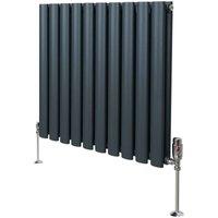 Monstershop Oval Column Radiator & Valves - 600mm x 600mm - Anthracite Grey