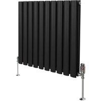 Monstershop Oval Column Radiator & Valves - 600mm x 600mm - Black
