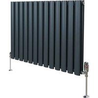 Monstershop Oval Column Radiator & Valves - 600mm x 780mm - Anthracite Grey
