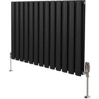 Monstershop Oval Column Radiator & Valves - 600mm x 780mm - Black