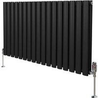 Monstershop Oval Column Radiator & Valves - 600mm x 1020mm - Black