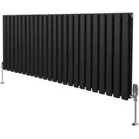 Monstershop Oval Column Radiator & Valves - 600mm x 1440mm - Black
