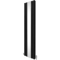 Monstershop Flat Mirror Radiator & Valves - 1800mm x 425mm - Black
