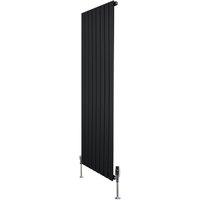 Monstershop Flat Single Column Radiator & Valves - 1600mm x 560mm - Black
