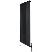 Monstershop Flat Single Column Radiator - 1600mm x 700mm & Valves - Black