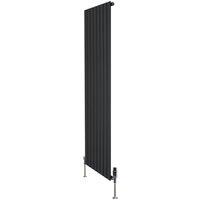 Monstershop Flat Single Column Radiator & Valves - 1800mm x 560mm - Black