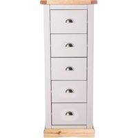 Cabinet Bits Bomporto 5 Drawer Narrow Chest of Drawers Chrome Cup Handle in Light Grey