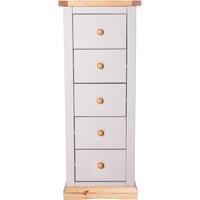 Cabinet Bits Bomporto 5 Drawer Narrow Chest of Drawers Wood Knob in Light Grey