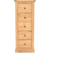 Cabinet Bits Lucca 5 Drawer Narrow Chest of Drawers Brass Knob in Light Brown
