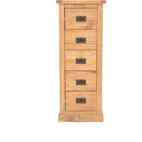 Cabinet Bits Lucca 5 Drawer Narrow Chest of Drawers Bras Drop Handle in Light Brown